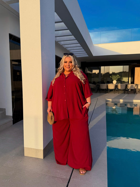 BURGUNDY WIDE LEG  TROUSER